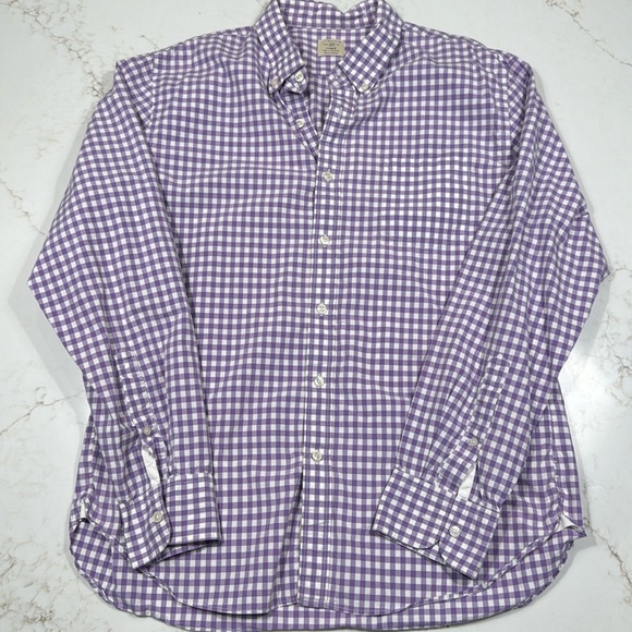 J Crew Purple Gingham Button Down - Large - Picture 1 of 4